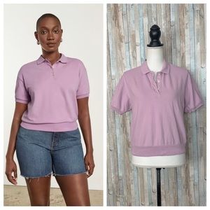 Everlane S Organic Cotton The Oversized Polo Top Shirt Preppy Mauve Lilac Purple